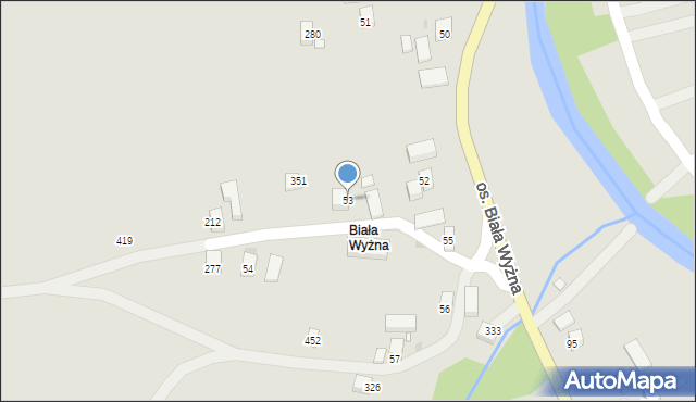 Grybów, Osiedle Biała Wyżna, 53, mapa Grybów