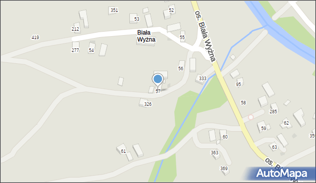 Grybów, Osiedle Biała Wyżna, 57, mapa Grybów