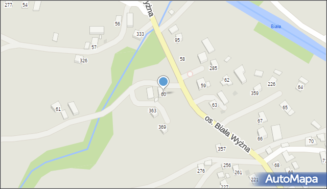 Grybów, Osiedle Biała Wyżna, 60, mapa Grybów