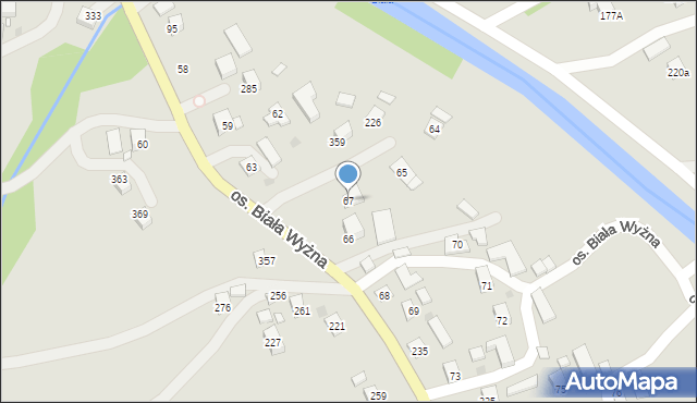 Grybów, Osiedle Biała Wyżna, 67, mapa Grybów