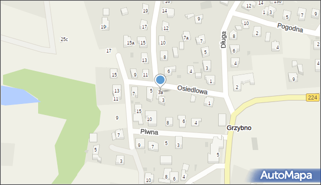 Grzybno, Osiedlowa, 3a, mapa Grzybno