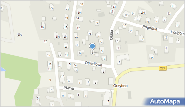 Grzybno, Osiedlowa, 4, mapa Grzybno