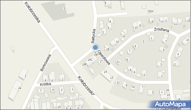 Grzybowo, Osiedlowa, 19, mapa Grzybowo