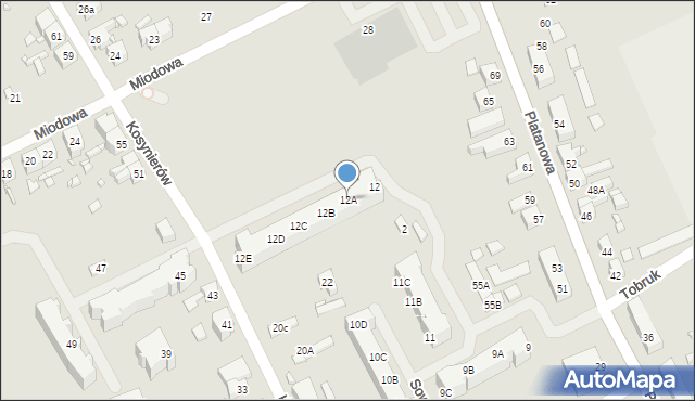 Gubin, Osiedle Plater Emilii, 12A, mapa Gubin