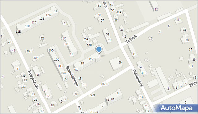 Gubin, Osiedle Plater Emilii, 9, mapa Gubin