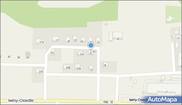 Iwiny, Osiedle II, 21, mapa Iwiny