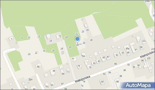 Jadowniki, Osiedle na Piaskach, 22, mapa Jadowniki