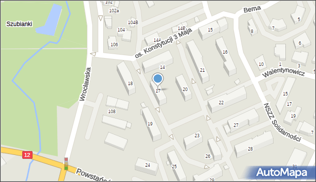 Jarocin, Osiedle Konstytucji 3 Maja, 17, mapa Jarocin