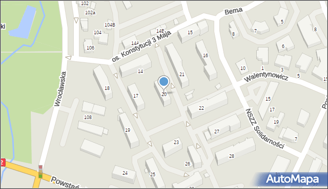 Jarocin, Osiedle Konstytucji 3 Maja, 20, mapa Jarocin