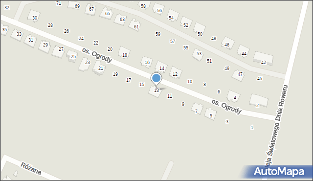 Jarocin, Osiedle Ogrody, 13, mapa Jarocin