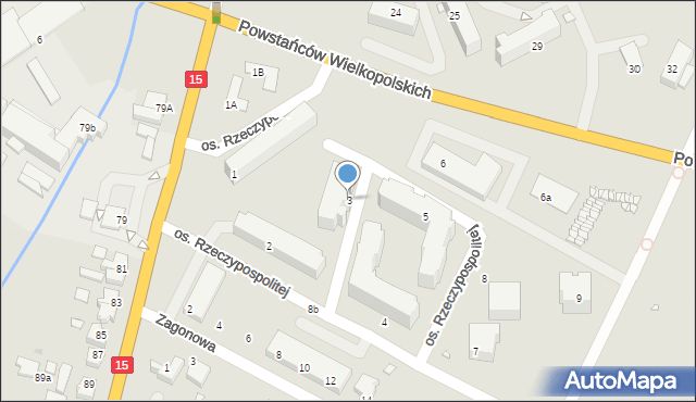Jarocin, Osiedle Rzeczypospolitej, 3, mapa Jarocin