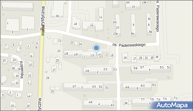 Jawiszowice, Osiedle Paderewskiego Ignacego Jana, 1/2, mapa Jawiszowice
