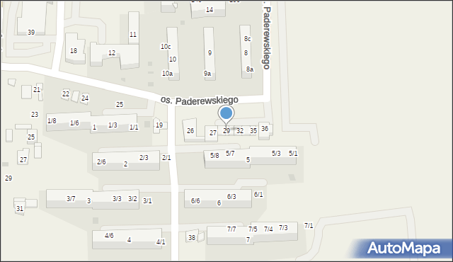 Jawiszowice, Osiedle Paderewskiego Ignacego Jana, 29, mapa Jawiszowice