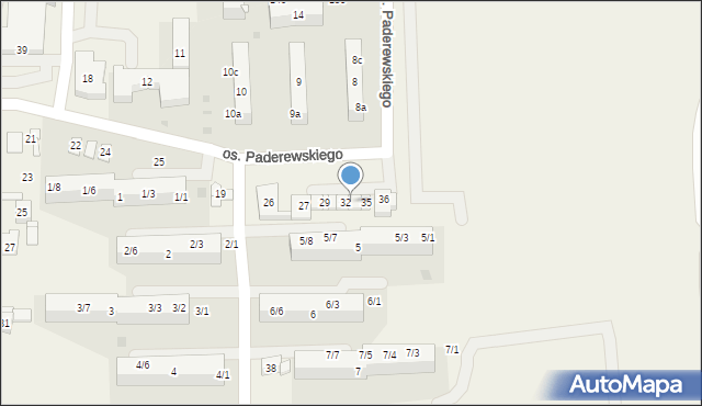 Jawiszowice, Osiedle Paderewskiego Ignacego Jana, 33, mapa Jawiszowice