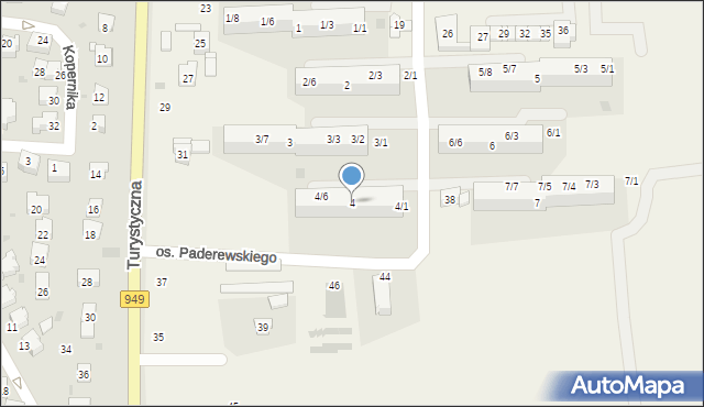 Jawiszowice, Osiedle Paderewskiego Ignacego Jana, 4, mapa Jawiszowice