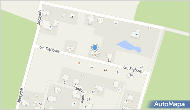Jęczydół, Osiedle Dębowe, 9, mapa Jęczydół