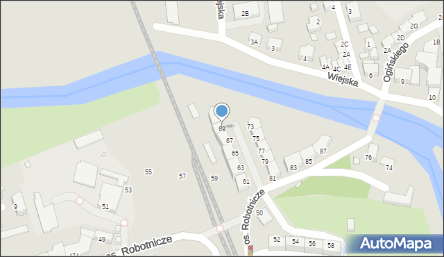 Jelenia Góra, Osiedle Robotnicze, 69, mapa Jelenia Góra