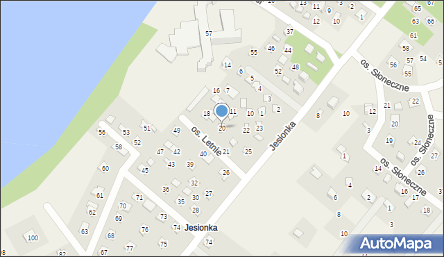 Jesiona, Osiedle Letnie, 20, mapa Jesiona