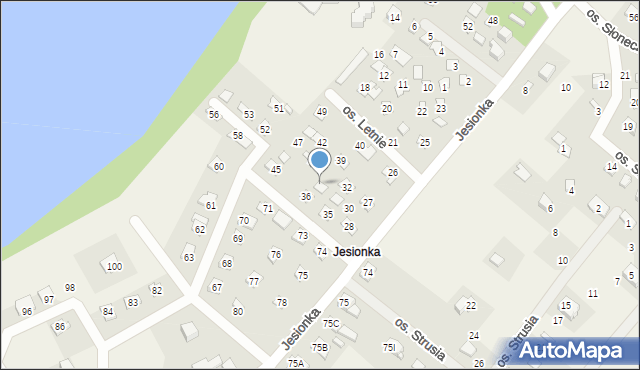 Jesiona, Osiedle Letnie, 37, mapa Jesiona