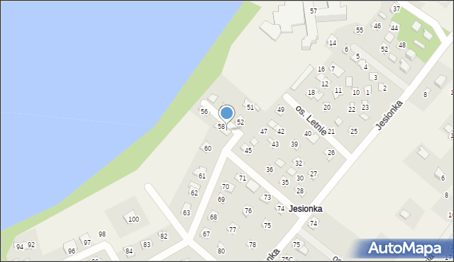 Jesiona, Osiedle Letnie, 59, mapa Jesiona