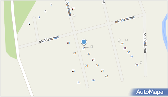 Jesiona, Osiedle Piaskowe, 30, mapa Jesiona