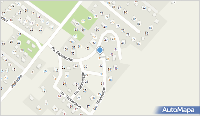 Jesiona, Osiedle Słoneczne, 31, mapa Jesiona