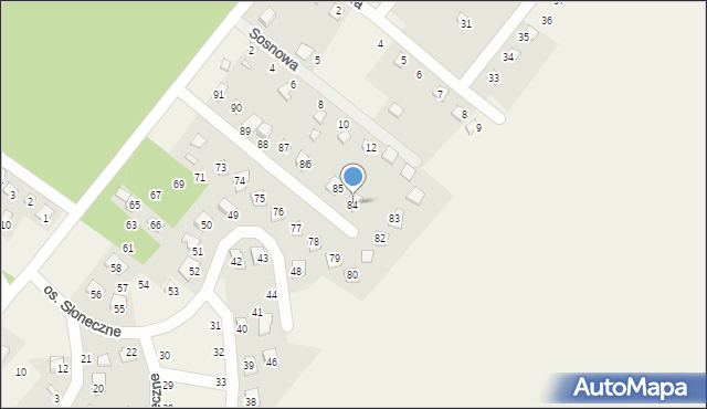 Jesiona, Osiedle Słoneczne, 84, mapa Jesiona