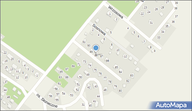 Jesiona, Osiedle Słoneczne, 88, mapa Jesiona