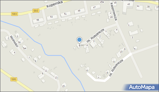 Jeziorany, Osiedle Robotnicze, 5, mapa Jeziorany