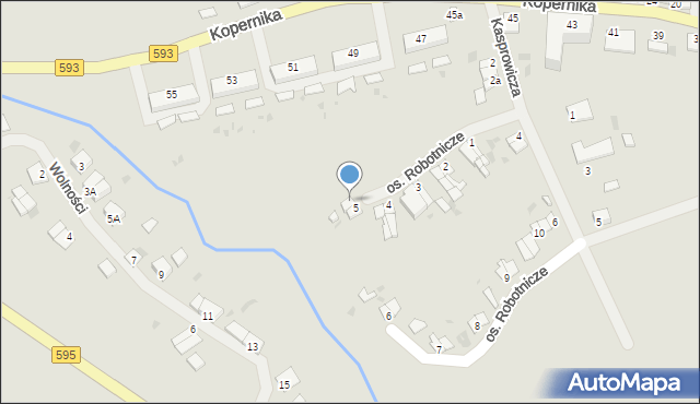 Jeziorany, Osiedle Robotnicze, 5a, mapa Jeziorany