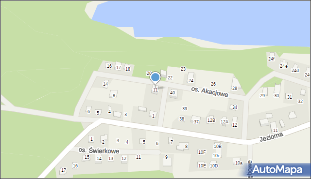 Jeziorna, Osiedle Akacjowe, 11, mapa Jeziorna