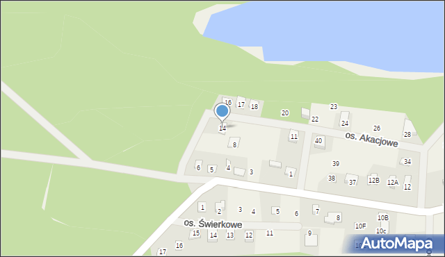 Jeziorna, Osiedle Akacjowe, 14, mapa Jeziorna