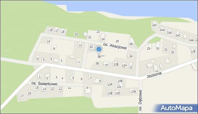Jeziorna, Osiedle Akacjowe, 39, mapa Jeziorna