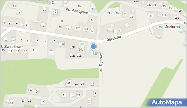 Jeziorna, Osiedle Dębowe, 10A, mapa Jeziorna
