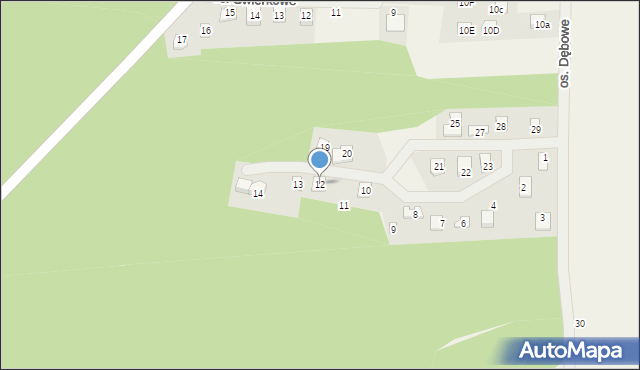 Jeziorna, Osiedle Dębowe, 12, mapa Jeziorna