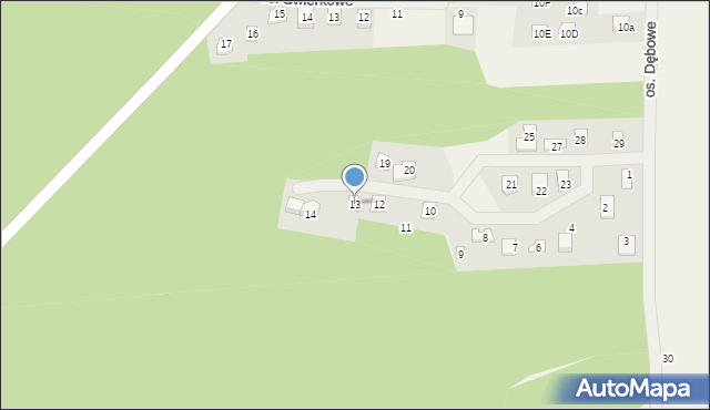 Jeziorna, Osiedle Dębowe, 13, mapa Jeziorna
