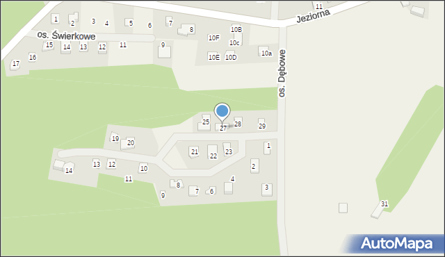 Jeziorna, Osiedle Dębowe, 27, mapa Jeziorna