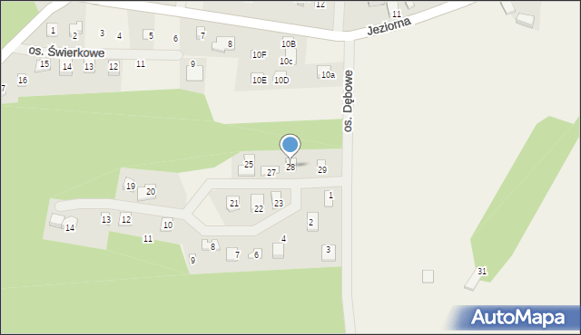 Jeziorna, Osiedle Dębowe, 28, mapa Jeziorna