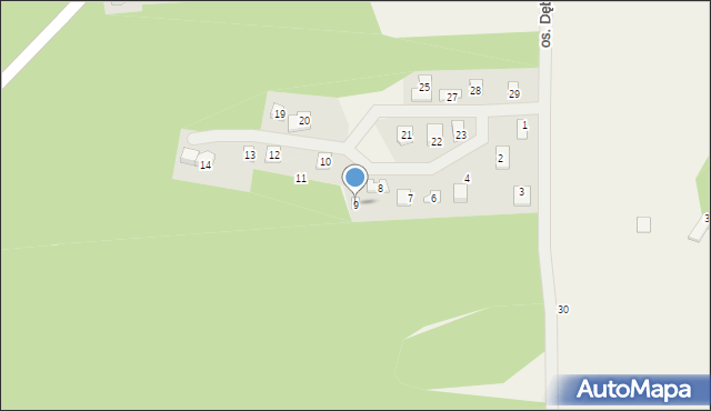 Jeziorna, Osiedle Dębowe, 9, mapa Jeziorna