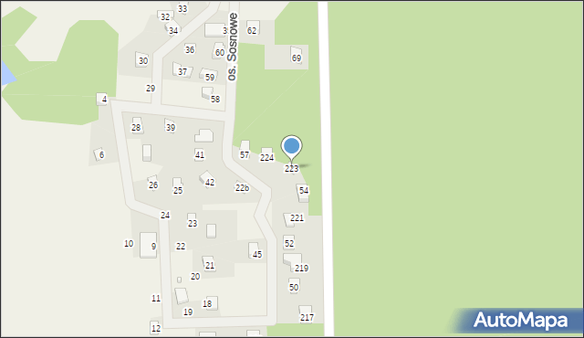 Jeziorna, Osiedle Sosnowe, 223, mapa Jeziorna
