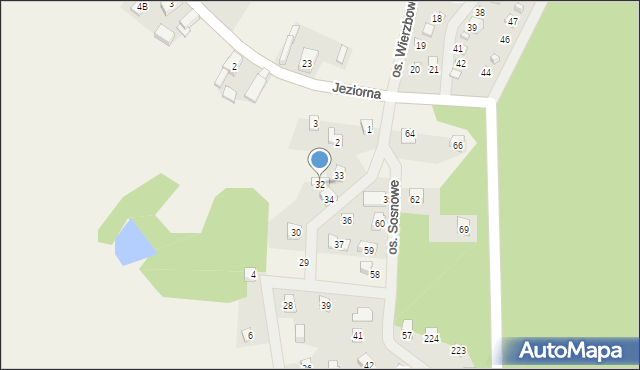Jeziorna, Osiedle Sosnowe, 32, mapa Jeziorna