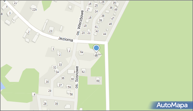 Jeziorna, Osiedle Sosnowe, 66, mapa Jeziorna