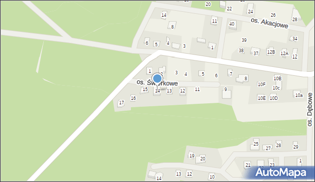 Jeziorna, Osiedle Świerkowe, 14, mapa Jeziorna