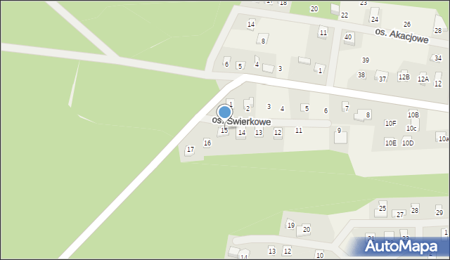 Jeziorna, Osiedle Świerkowe, 15, mapa Jeziorna