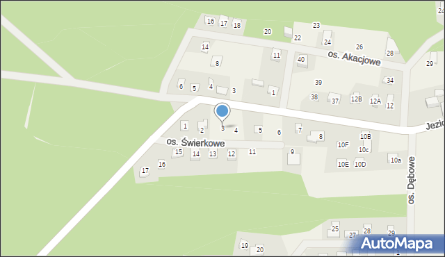 Jeziorna, Osiedle Świerkowe, 3, mapa Jeziorna