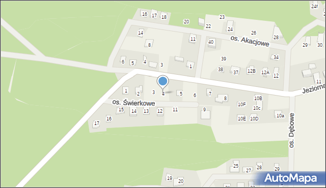 Jeziorna, Osiedle Świerkowe, 4, mapa Jeziorna