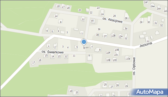 Jeziorna, Osiedle Świerkowe, 6, mapa Jeziorna