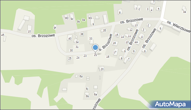 Jodłów, Osiedle Brzozowe, 21, mapa Jodłów