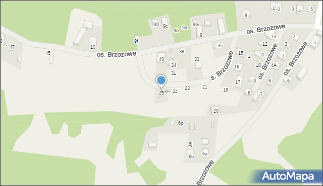 Jodłów, Osiedle Brzozowe, 25, mapa Jodłów