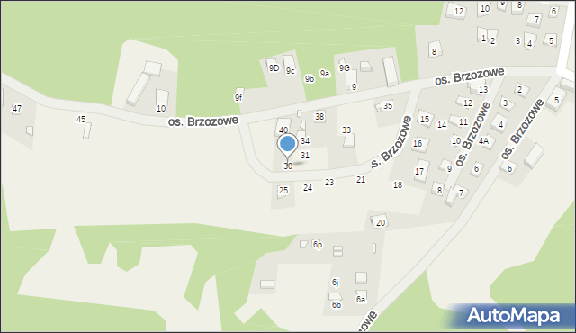 Jodłów, Osiedle Brzozowe, 30, mapa Jodłów